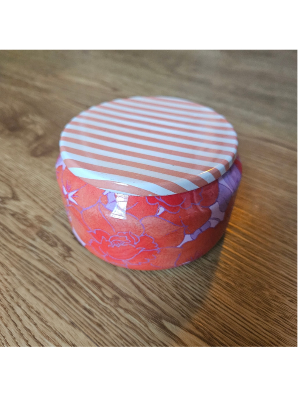 Anthropologie Night Gardenia Scented Candle Floral Striped Tin NEW Double Wick